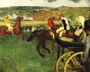 The Race Track Amateur Jockeys near a Carriage